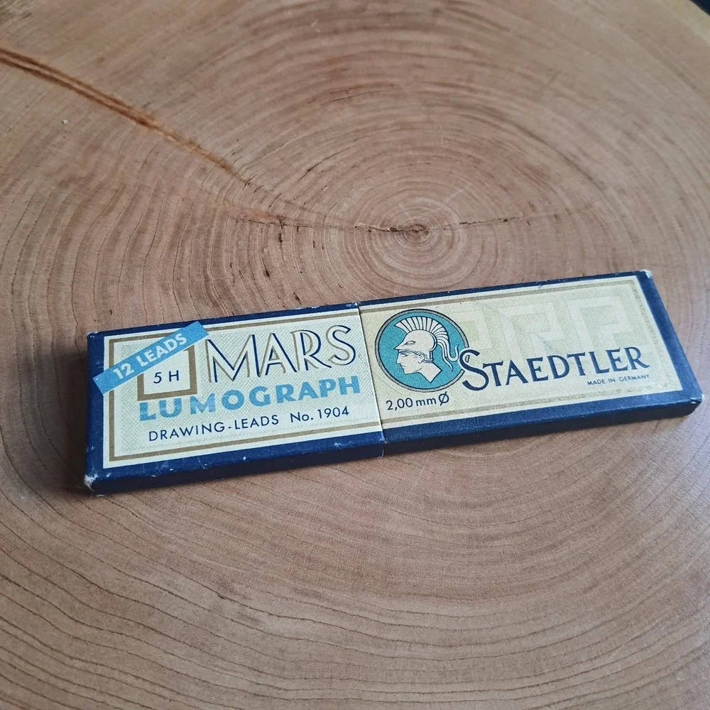 Vintage Mars Staedtler Lumograph Drawing Leads 2H in Wooden Box made in Germany